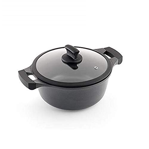 Metaltex XPERT-Cacerola Alta Aluminio Fundido, 20 cm, Antiadherente ILAG 3 Capas, Full Induction válido para Todo Tipo de cocinas, Negro