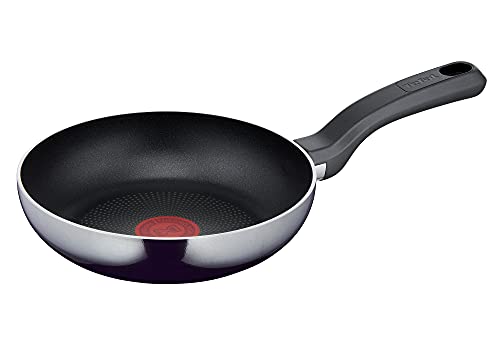 Tefal D52602 Resist Sartén de 20 cm, con revestimiento antiadherente de titanio, indicador de temperatura de señal térmica, fácil limpieza, tecnología de protección de llamas, color negro