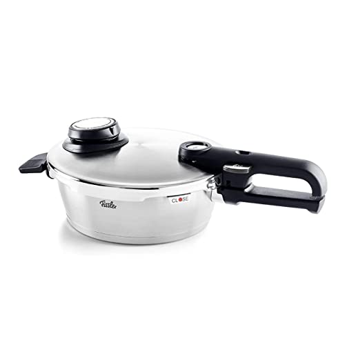 Fissler Vitavit Premium Olla a presión de 1,8 L y 18 cm de diámetro, acero inoxidable, 4 niveles de cocción, incluye accesorio de cocción al vapor, inducción