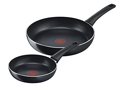 Tefal C27890 Generous Cook - Juego de 2 sartenes (20/28 cm, sellado antiadherente, indicador de temperatura, forma profunda, apta para inducción), color negro