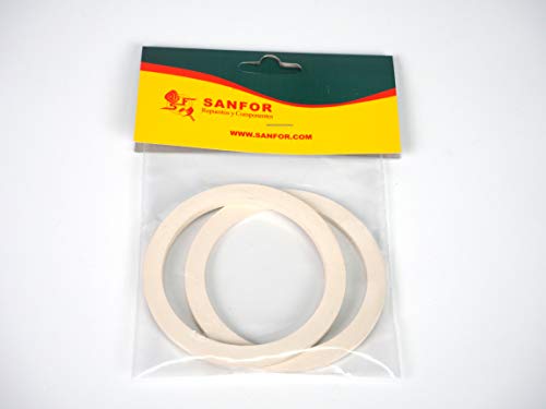 SF SANFOR 57050 Blíster Junta Goma Plana para Cafetera Tipo Musa Acero | 10 Tazas | Paquete 2 Unidades | Caucho | Blanco