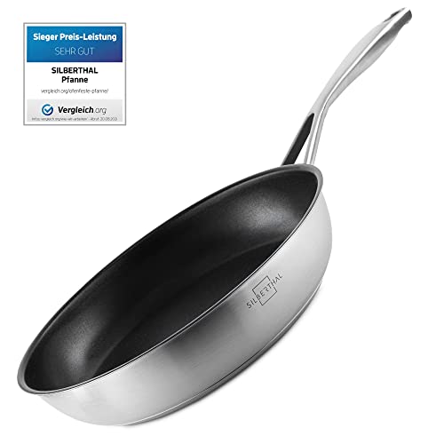 SILBERTHAL Sartén 28 cm induccion | Sartén acero inoxidable | Sarten antiadherente vitroceramica