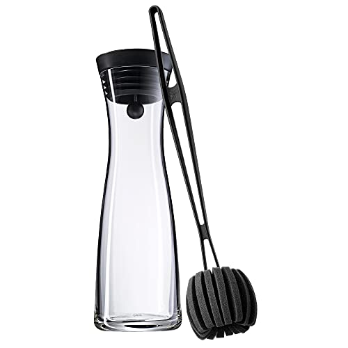 WMF Basic Botella de Agua con Tapa y Cepillo de Limpieza, Vidrio, 1,0 l