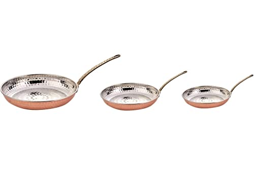 CasaXXl Juego de 3 sartenes de cobre turco macizo, tradicional sartén para tortillas en un juego de 14,5 cm, 16,5 cm y 18 cm de diámetro