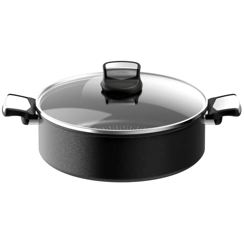 Tefal Unlimited On - Guisera baja de 28 cm con revestimiento resistente, Thermo-Signal, apta para gas, vitrocerámica, eléctricas e inducción, forma profunda, aluminio
