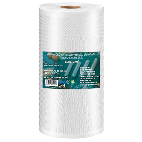 EXNIMA, Rollos para Envasar al Vacío, Bolsas Gofradas, 2, 4, 6 u 8 und de 20x500cm, Perfectas para Conservación de Alimentación, Bolsas de Vacío Comida, Utensilios de Cocina, Accesorio Envasadora.