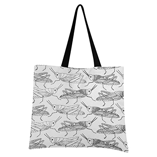 Animal Negro Blanco Grillo Bolsa Compra Reutilizables Bolsas de Mano para Trabajo Escuela Comestibles Plegables de Playa para Mujeres Niñas