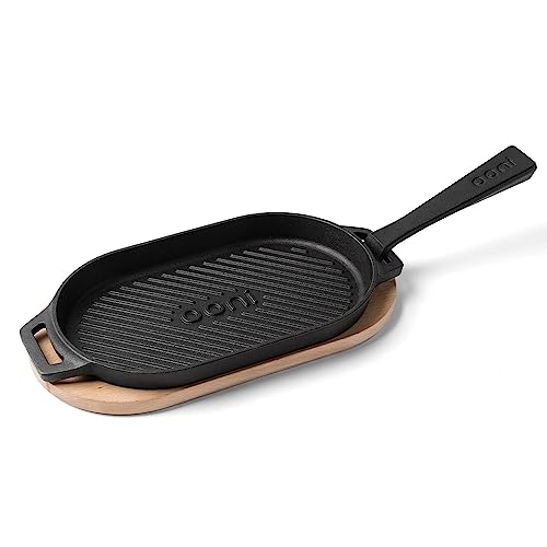 Sarten hierro fundido Ooni: sarten parrilla de 31cm para horno pizza, sartén grill plancha, grill asador
