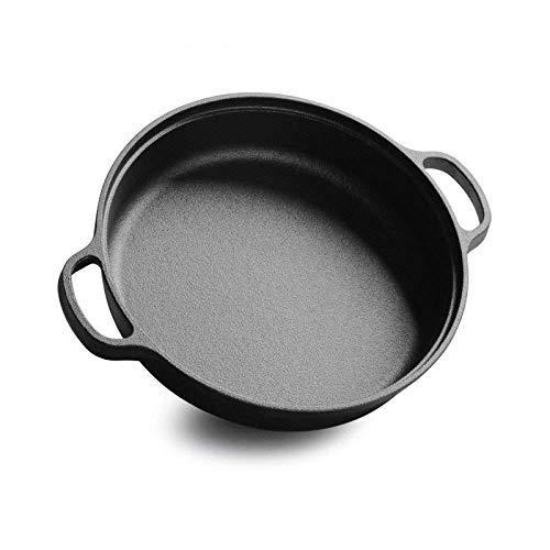 HIAQIMEI Sartén Wok de Hierro Fundido Sartén de Doble Oreja Sartén de Hierro Fundido Sartén sin Recubrimiento Cocina de inducción Ollas universales Infinity Wok, Nolid-35cm