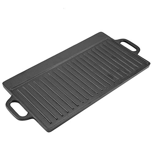 Plancha de Hierro Fundido con Asas, Bandeja de cocción para parrilla placa de gas de hierro fundido para el hogar,adecuada para todas las estufas y hornos de inducción