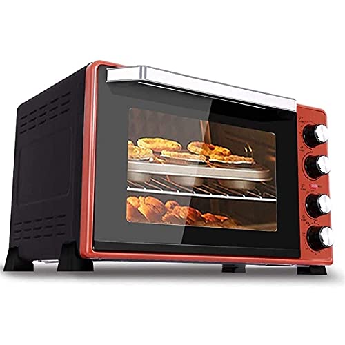 Horno eléctrico de sobremesa Mini Horno eléctrico de 45 l con Placa calefactora Doble, Parrilla con múltiples Funciones de cocción, Control de Temperatura Ajustable