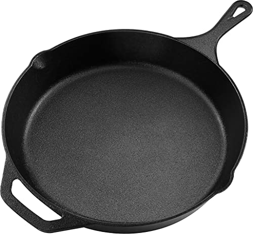 KICHLY Sartén hierro fundido engrasada - Sartén - Utensilios de cocina para parrilla segura para uso en interiores y exteriores - Sartén de hierro fundido de 12,5 pulgadas (31,75 cm)