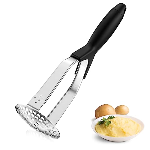 Fousenuk Machacador de Patatas de Acero Inoxidable, Prensa Patatas con Mango Antideslizante, Máquina Trituradora de Patatas Manual, Aplastador para Hacer Puré de Verduras, Frutas, Lavavajillas