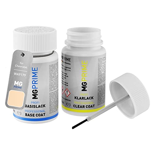 MG PRIME Pintura del coche Set de lápices de retoque para Chevrolet WA9179 Copper Beige/Cooper Beige Pintura base pintura transparente, 50 ml cada uno