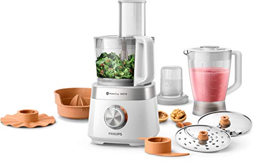 Philips Cocina Viva Collection Philips Robot de cocina HR7530/00, multifunción con licuadora, picadora y exprimidor, 850 W, capacidad 2,1 L, acero inoxidable, inoxidable