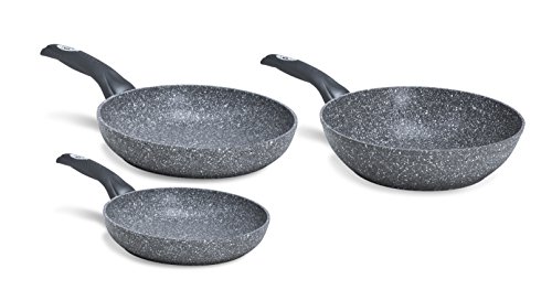Bialetti y0 C6set003 Madame Petra inducción 2.0 cacerola 20/24 cm y wok 28 cm aluminio gris