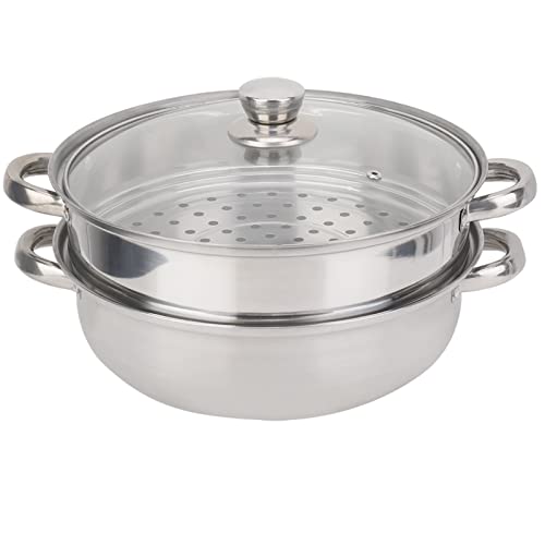 27 Cm Olla Vaporera De Acero Inoxidable, Utensilios De Cocina De 2 Capas, Cocinar al Vapor Para Sopa De Doble Caldera Con Tapa De Vidrio