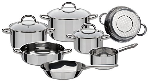 GSW 990097 Montreal – Juego de 10 ollas, de Acero Inoxidable, Color Plata, 24 cm, 10 Unidades