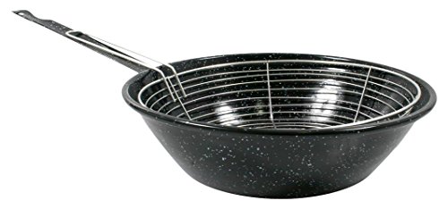 Esmaltaciones La Estrella Jaspeada - Sartén honda con cestillo, 28 cm