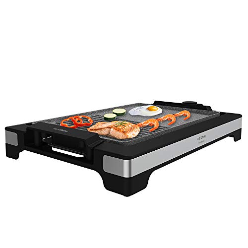 Cecotec Plancha de asar Eléctrica Tasty&Grill 2000 Inox MixStone. 2000 W, Acabados acero inoxidable, Superficie mixta, Apta lavavajillas