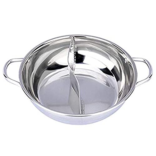 XENITE Olla común, 28 cm Olla for sopa División de acero inoxidable Olla caliente Yuanyang Pan de doble cara Hogar Restaurantes Utensilios de cocina Cazuela