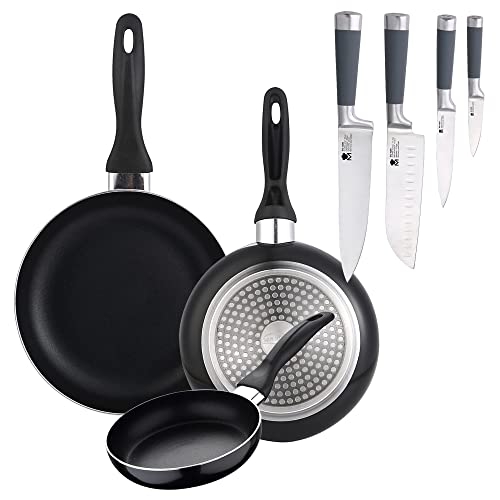 San Ignacio Juego de Sartenes y Utensilios de Cocina, Acero Inoxidable, Negro, 24 cm