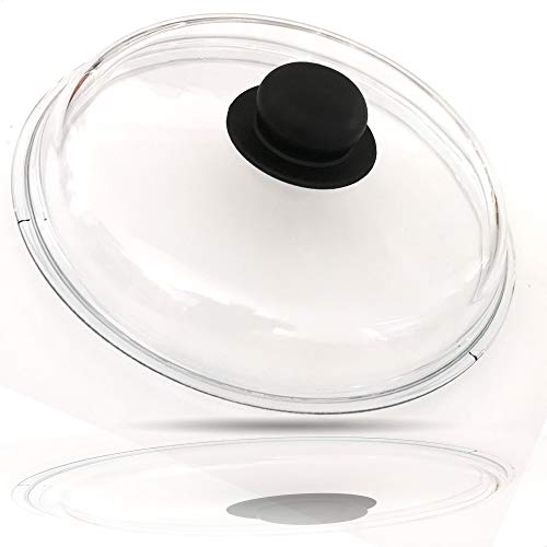 Kerafactum Tapa de cristal de cristal completo | Tapa universal de cristal para olla y sartén de cristal templado de calidad | Tapa de cocina para wok ollas y sartenes tamaño 16 cm