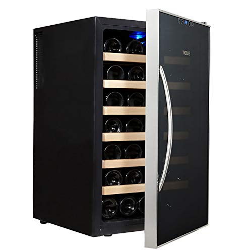 CLING Compresor 28 Botellas Enfriador Vino Refrigerador Gran Bodega Independiente Hidratación a Temperatura Constante Bloqueo de luz Absorción silenciosa Impactos Control Digital de Temperatura