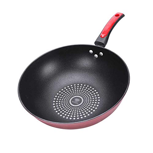 WJJ Wok Antiadherente Antiadherente Wok Multifuncional Antiadherente Wok Apto For Cocina De Inducción Cocina De Gas Sin Humo Hierro Pan, 4 Tamaño Wok Induccion (Color : Wok, Size : 28cm)