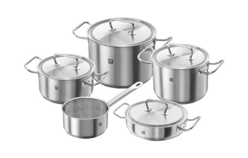 ZWILLING Batería de Cocina de 5 Piezas, 4 Tapas, Apto para Inducción, Acero Inoxidable, Twin ClassicC, Ø 16cm, Ø 20 cm, Ø 24 cm