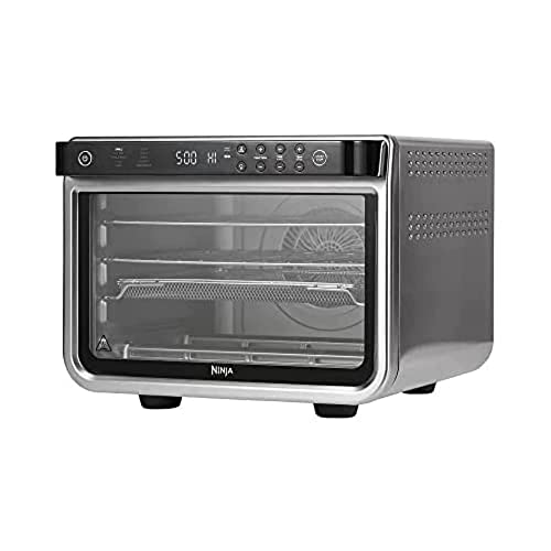 Ninja Foodi Horno Multifunción 10 en 1, Mini Horno Portátil con Encimera y Superficies de Trabajo, 10 Funciónes, Freír, Hornear, Parillar, Asar y más, Plateado/negro, DT200EU