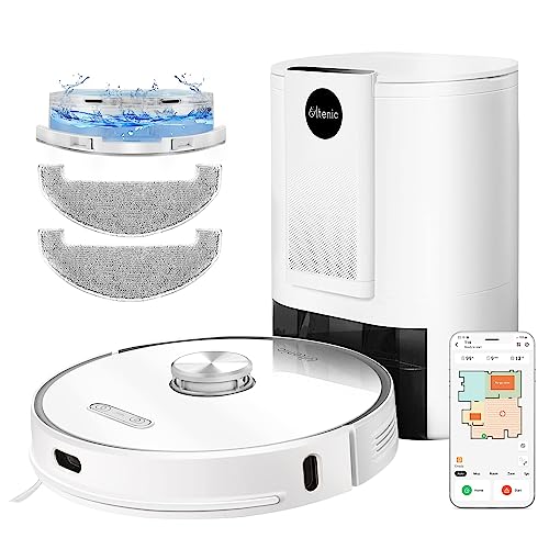 Ultenic T10 Robot Aspirador y Fregasuelos, Aspirador Robot Láser con Autovaciado, 3000Pa Succión, Mapeo Inteligente, Autonomía 280 min, Compatible con Alexa, Google Home, Mando a Distancia y App