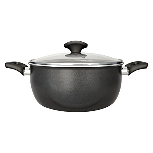 San Ignacio Gourmet-Cacerola de 24 cm diámetro, con Tapa De Vidrio, Aluminio, Gris Oscuro