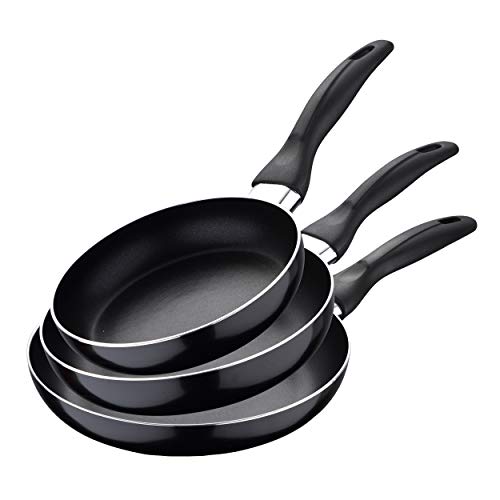 San Ignacio Set 3pc sartenes (16,20,24cm) Aluminio prensado, Apto para inducción, Navy Black, Multicolor