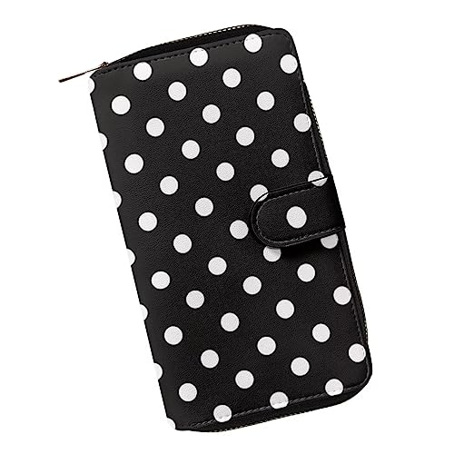Pizding Carteras para mujer de cuero genuino tarjetero de crédito con bolso triple de gran capacidad, Olla negra, Casual