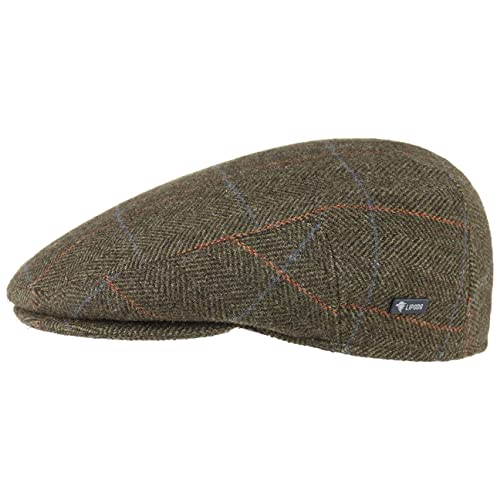 LIPODO Gorra Estampado a Cuadros - Gorra con Lana Forrada - Made in Italy - Tallas 49-61 cm - Gorra de Hombre con Pico - Gorra otoño/Invierno Verde Oliva 53 cm