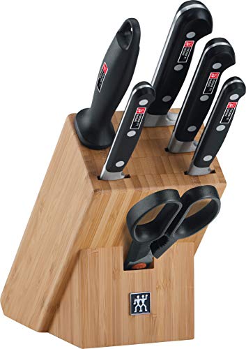 ZWILLING Bloque de cuchillos, 7 Piezas, Bloque de bambú, Cuchillos y tijeras de acero inoxidable especial/Mango de plástico, Profesional S