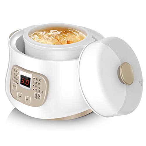 Juegos ollas y sartenes, olla eléctrica para estofado 0,8 l con revestimiento cerámica, olla cocción lenta, cocina eléctrica inteligente para hogar, multicocina con temporizador retraso 24 horas y