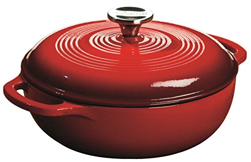 Lodge 2,84 litros/3 quart hierro fundido/olla de hierro fundido esmaltada de porcelana/cacerola, rojo