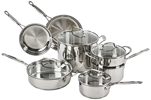 Cuisinart Chef's Classic-Batería de Cocina (11 Piezas, Acero Inoxidable), 0, Plateado