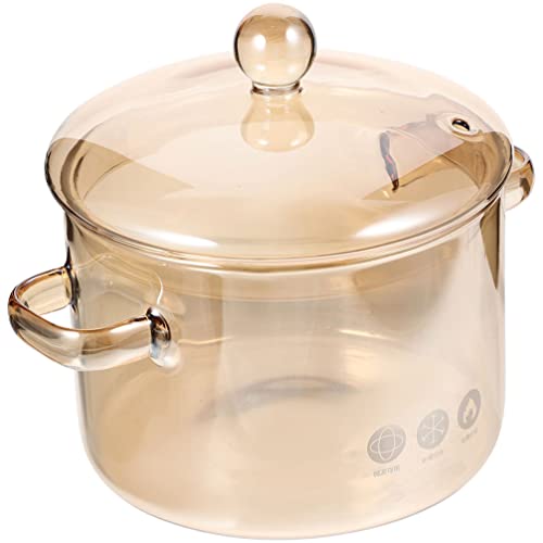 Vaguelly Cacerola Con Tapa Olla A Fuego Lento De Borosilicato Resistente A 64 Oz Olla Transparente Para Microondas Inducción Estufa Utensilios De Cocina Marrón