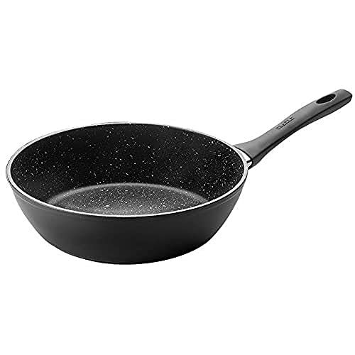 IBILI - Sarten honda natura, 28 cms, Aluminio, Antiadherente estilo piedra, Apto para induccion
