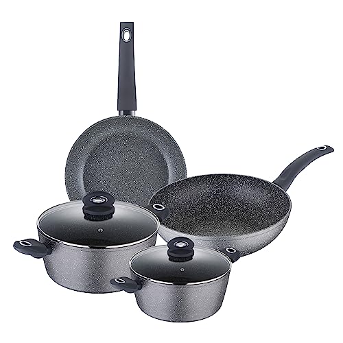 San Ignacio Set 6pc batería de Cocina Aluminio Forjado, inducción, Orion, Gris