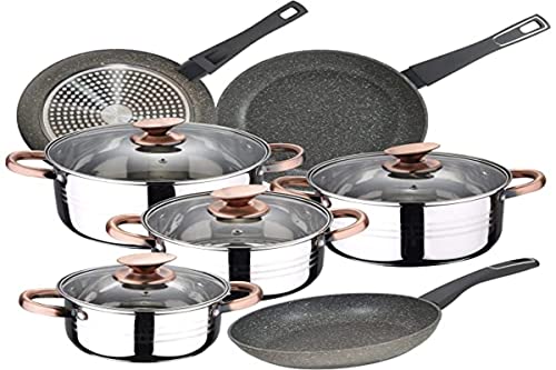 Bateria de cocina 8 piezas SAN IGNACIO Nona con juego sartenes (20/24/28 cm) BERGNER Mercury en aluminio forjado