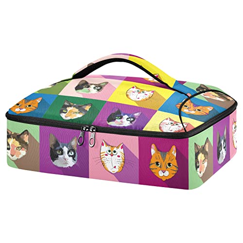 Portador de cazuela con aislamiento de cara de gato con almacenamiento de platos, bolsa de entrega a prueba de fugas para fiestas de Potluck Picinc Beach