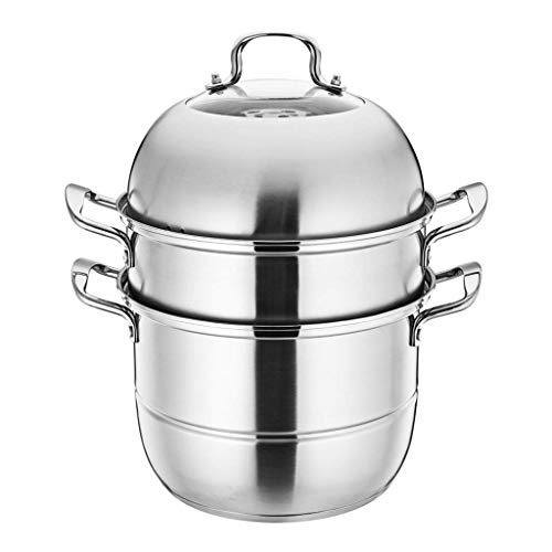 JY&WIN Olla de Vapor/Olla de Acero Inoxidable 201, Olla de Cocina doméstica de 3 Capas, 28/30/32/34 cm, Adecuada para Estufa de Gas/Cocina de inducción, para 2-12 Personas (tamaño: 30 cm)