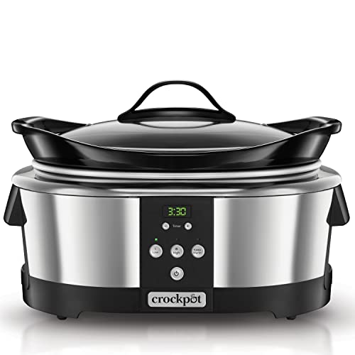 Crockpot Olla de cocción lenta digital | Para preparar multitud de recetas | 5.7 L | Acero Inoxidable, Color Plateado [SCCPBPP605-050]