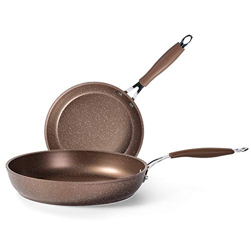 ilimiti Sartenes para freír Antiadherente 20cm y 28CM, 20CM+28CM Sartén de Piedra, sarten de Piedra Antiadherente PFOA Free, Mango ergonómico, Sartén Adecuada para Toda la Cocina