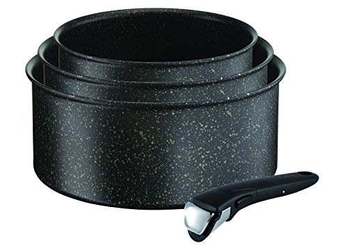 Tefal l6719012 St Ingenio 5 Authentic Non-Stick inducción – Juego de 3 cacerolas y 1 Mango Aluminio Negro 20/18/16 cm