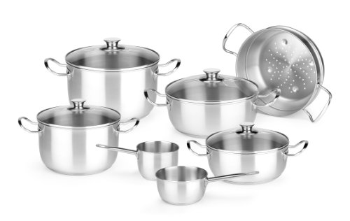 Monix Chef - Menaje de 7 Piezas de Acero Inoxidable 18/10, Apta para Todo Tipo de cocinas incluídas de inducción